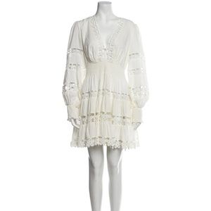 ZIMMERMAN Plunge Neckline Mini Dress color:off white